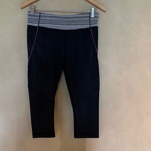 Women's lululemon athletica Black Leggings with Gray and Pink Accents size 8